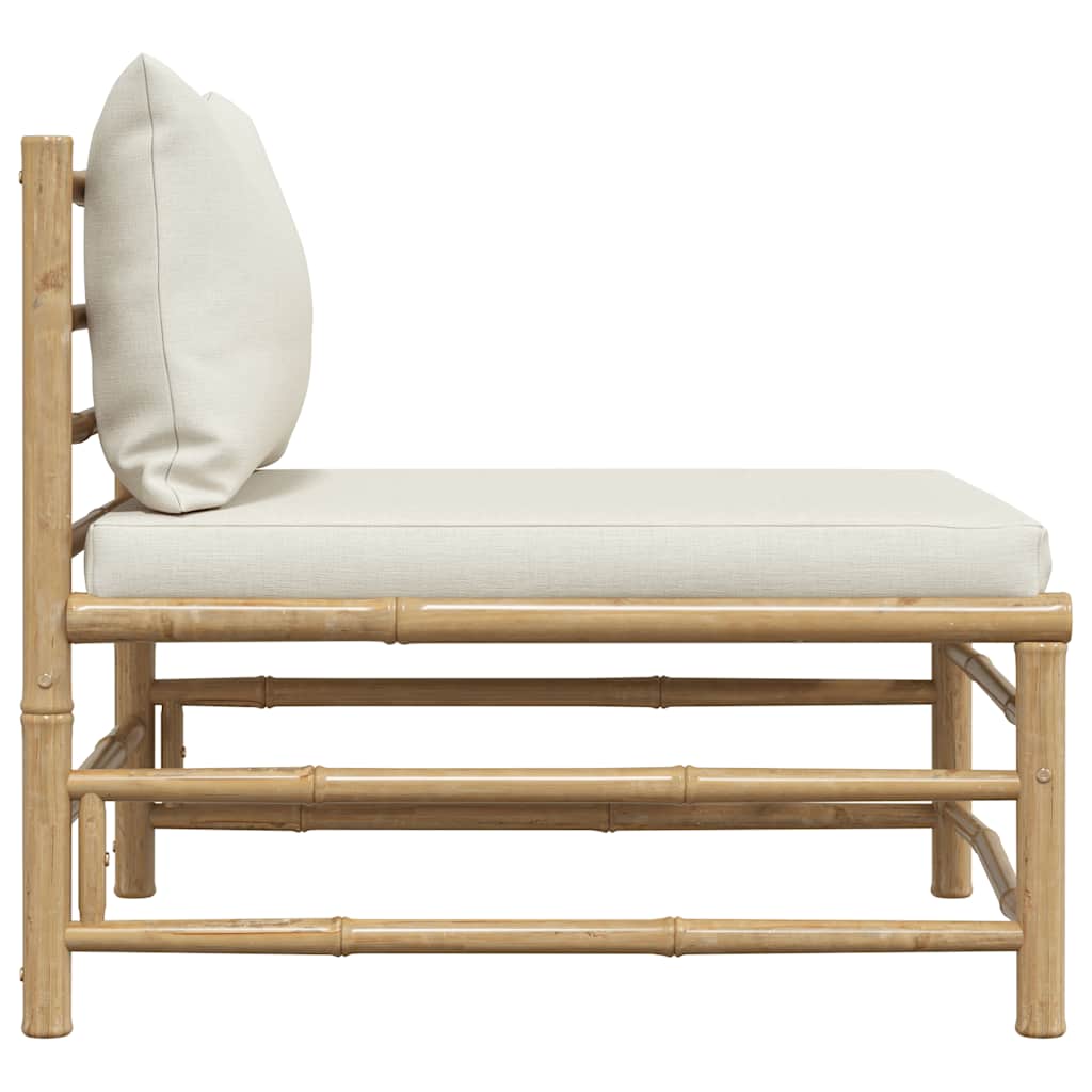 Garten-Mittelsofa mit Kissen Cremeweiß Bambus